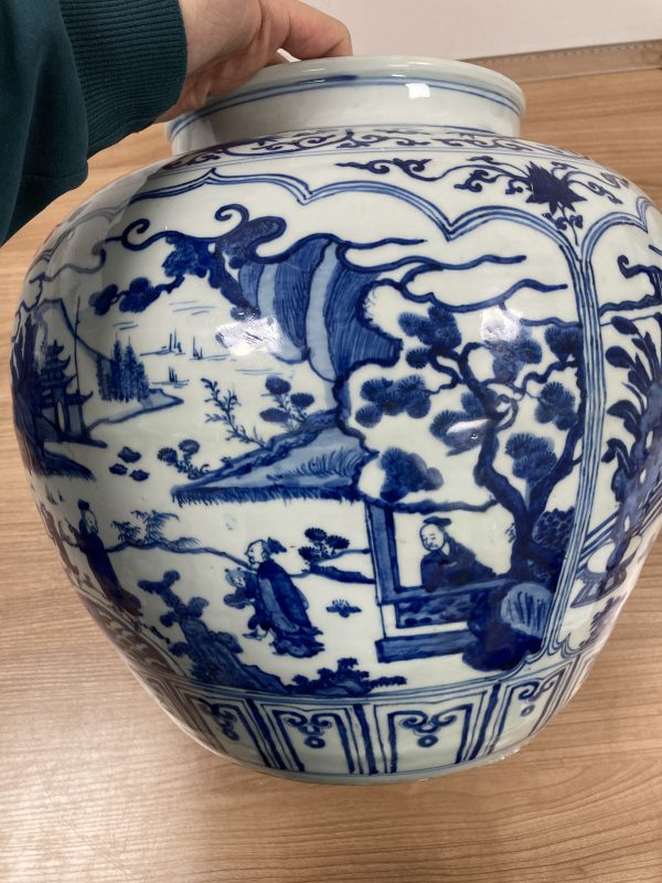 明万历 青花四贤居士图大罐 - 图8