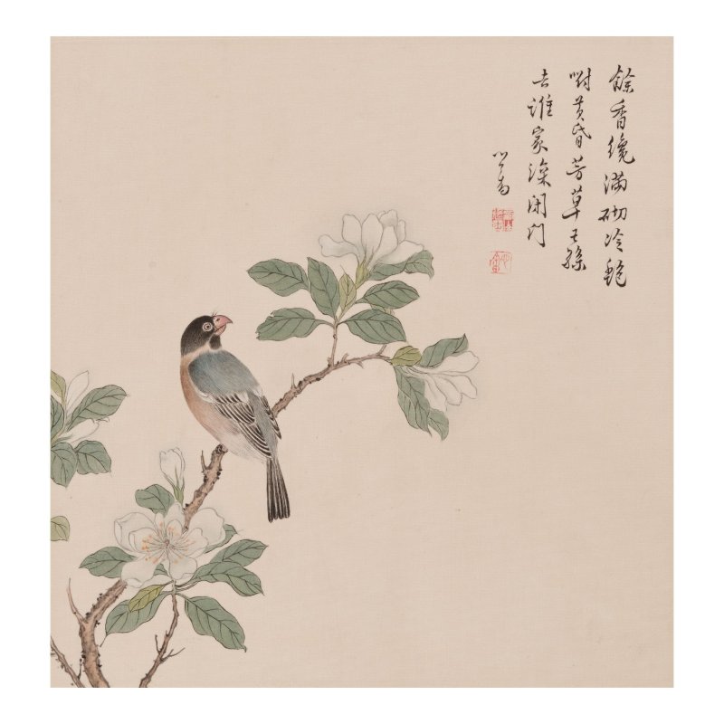 溥儒（1896-1963）　梨花小鳥　設色絹本　鏡心 | PU RU (1896-1963)