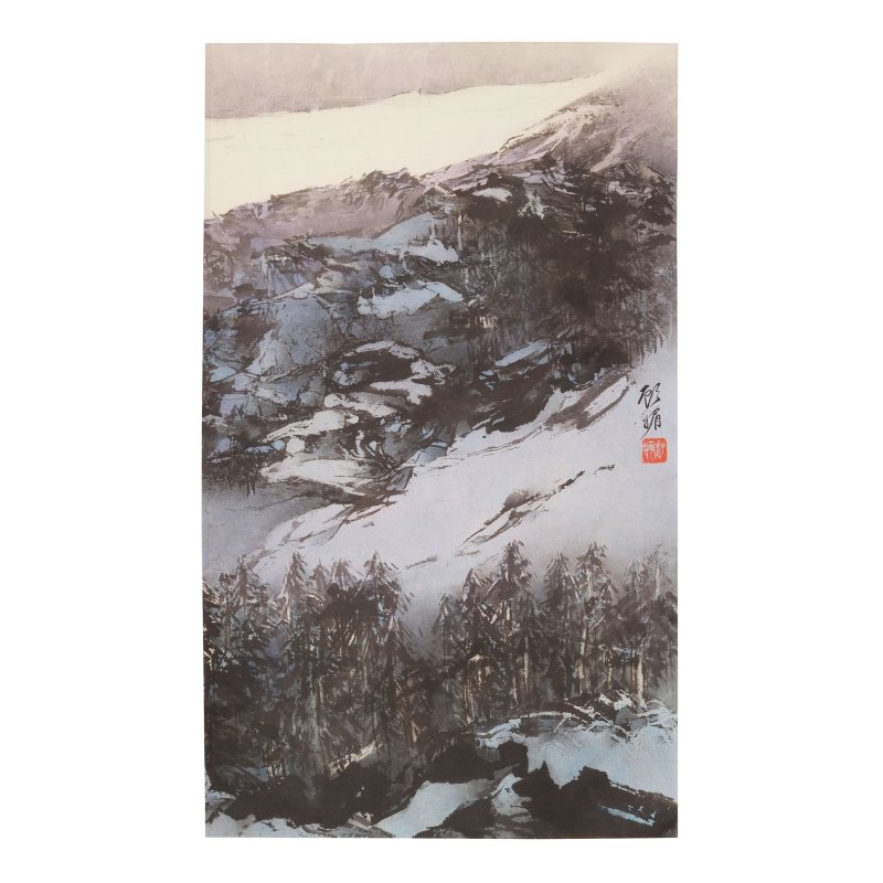顧媚（顧嘉瀰 1929年生）　山水三聯屏　設色紙本　立軸 | KOO MEI (GU MEI, BORN 1929) - 图2