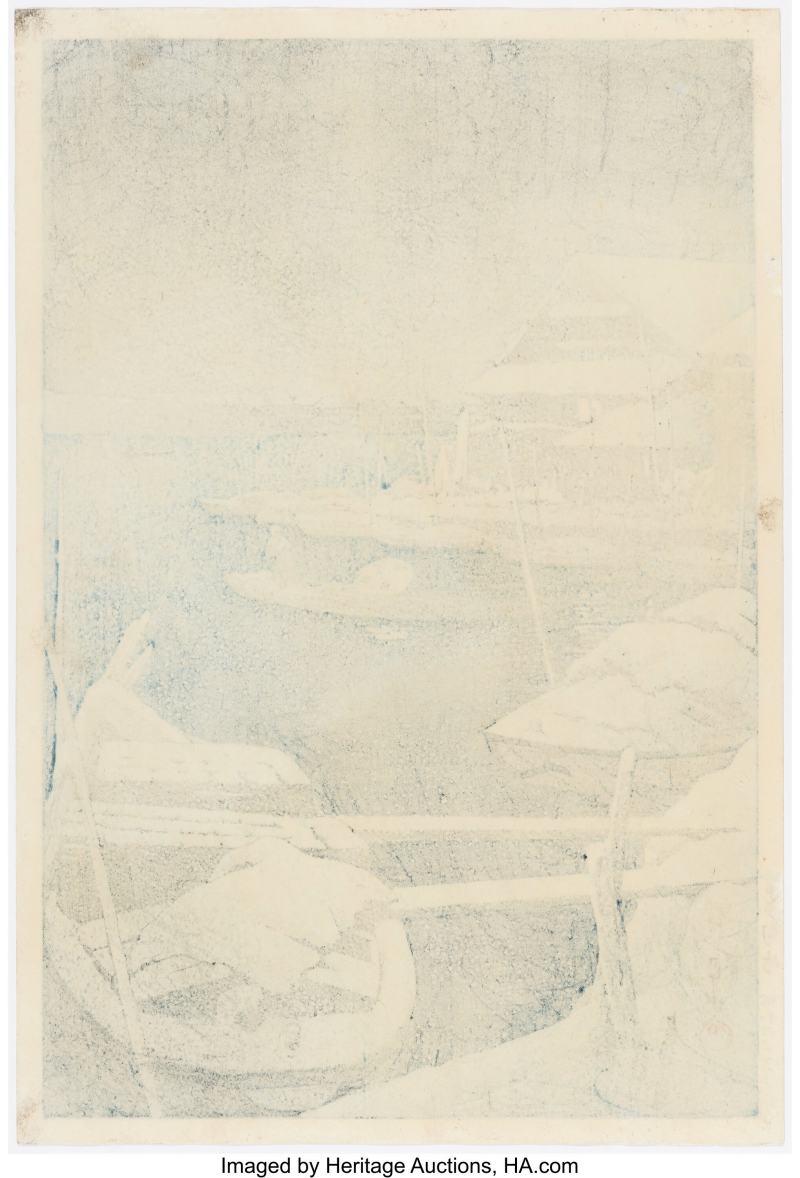 Kawase Hasui (Japanese, 1883-1957), Snow at Mukojima (Yuki no Mukojima) - 图2