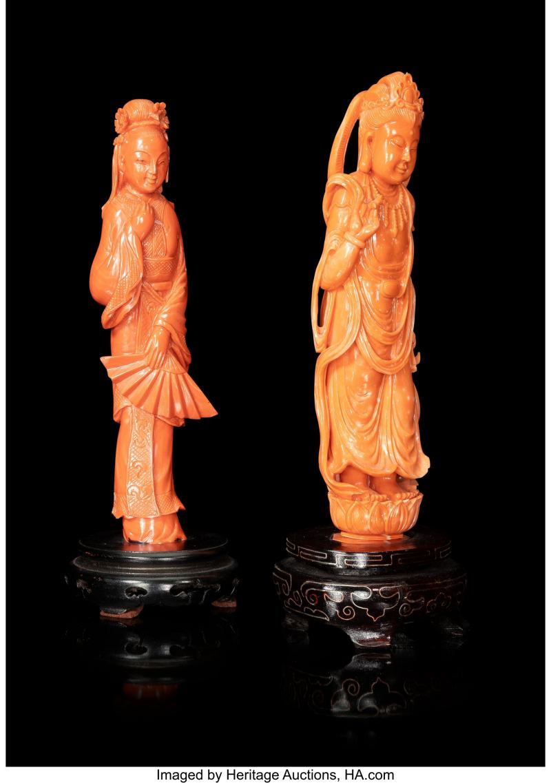 Two Chinese Carved Coral Figures - 图3