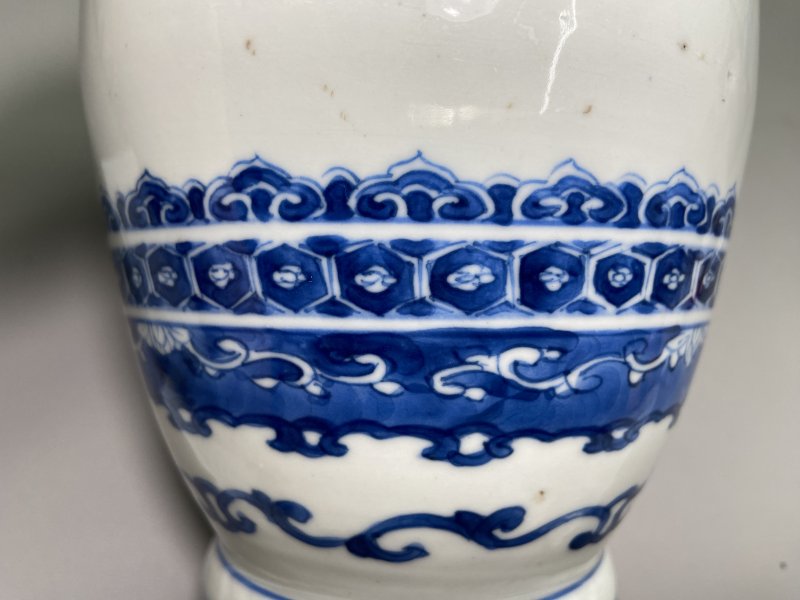 清 青花海水如意纹罐 - 图9