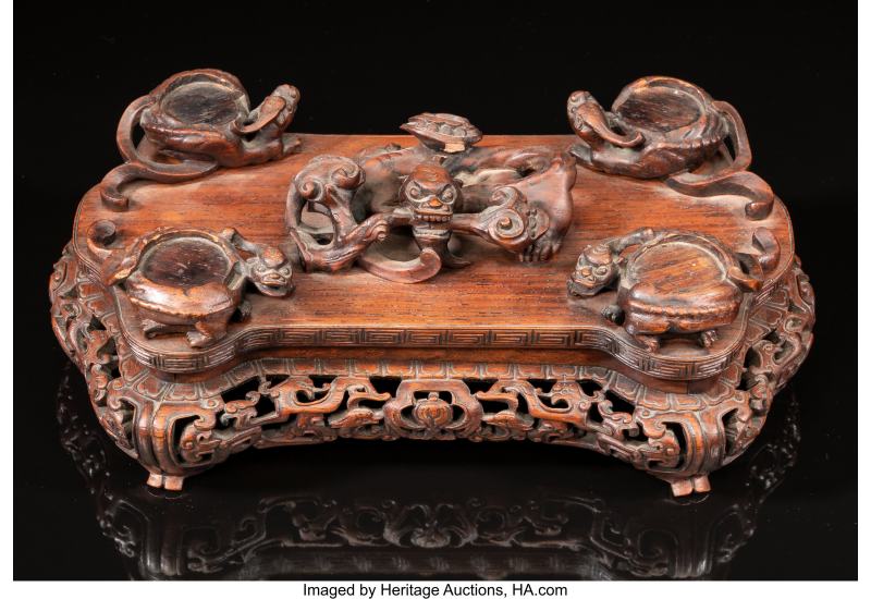 A Large Chinese Carved Jadeite Covered Censer on Wood Stand - 图5