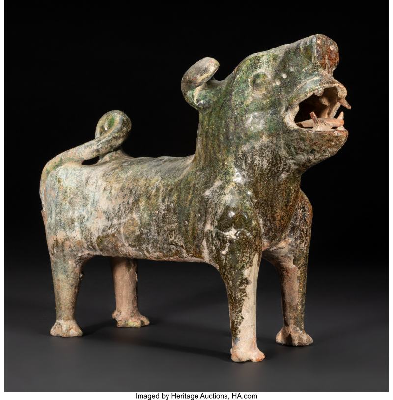 A Chinese Green-Glazed Pottery Dog