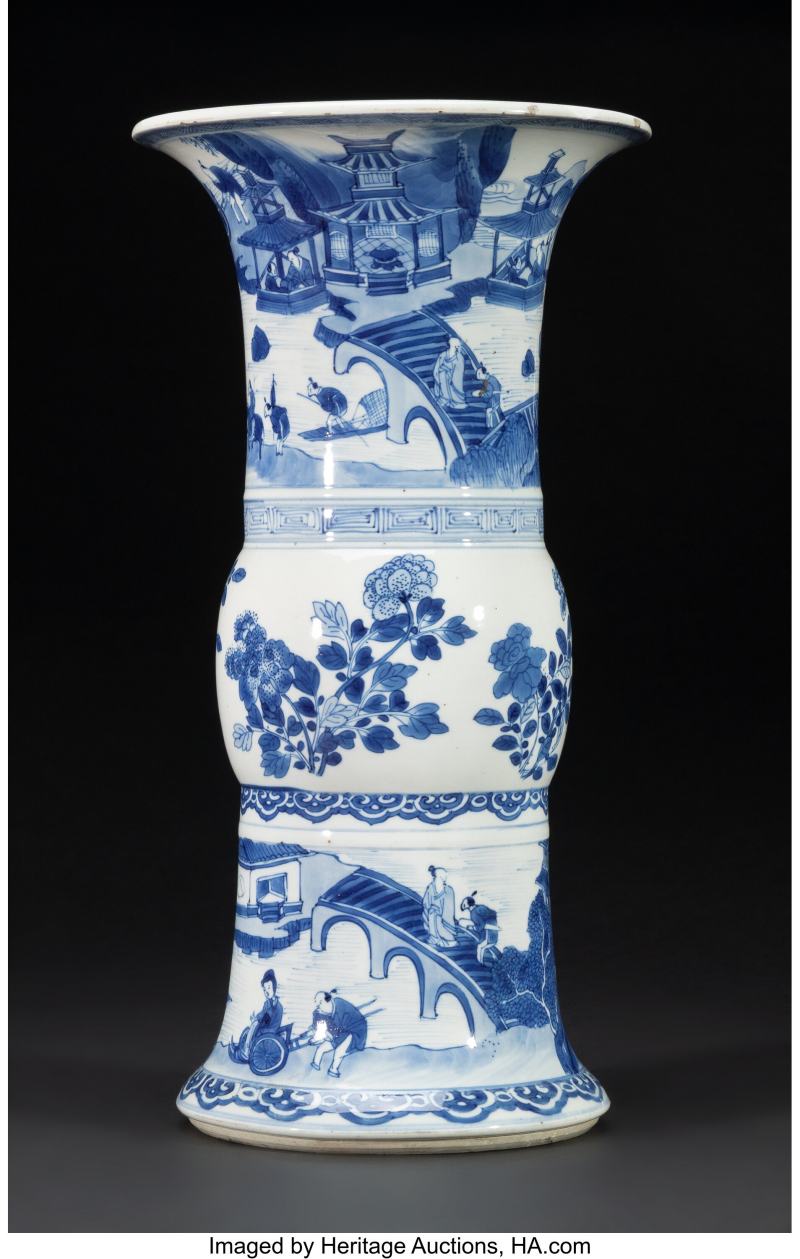 A Chinese Blue and White Gu-Form Vase