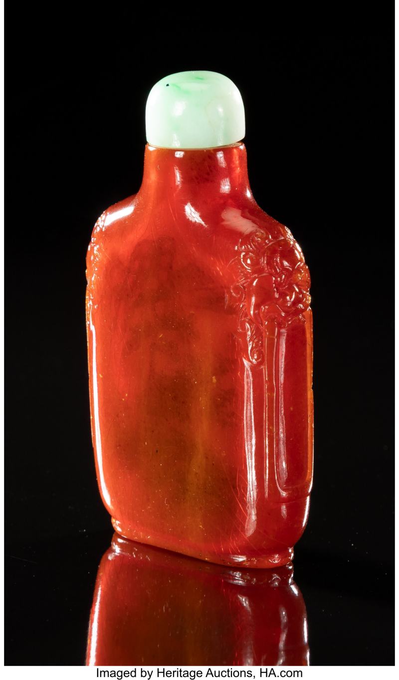 A Rare Chinese Inside-Painted Amber Snuff Bottle by Ye Xiaofeng - 图4