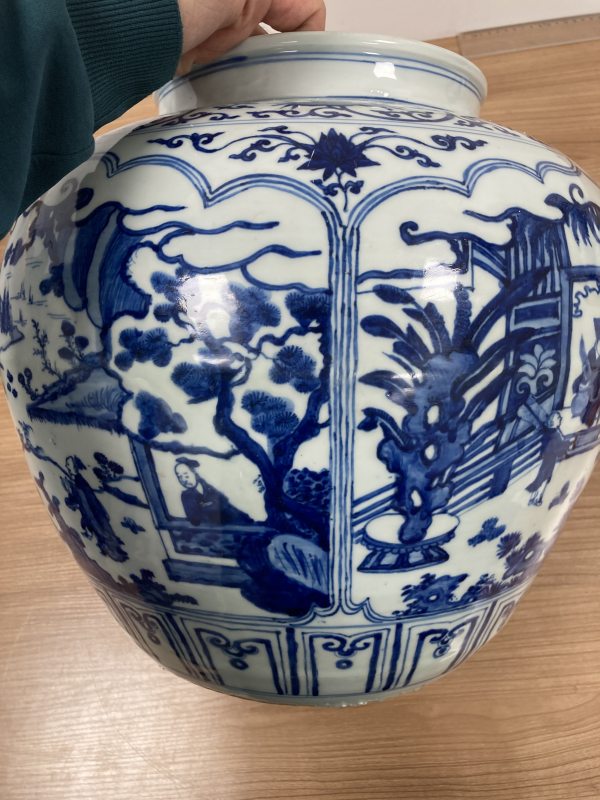 明万历 青花四贤居士图大罐 - 图9