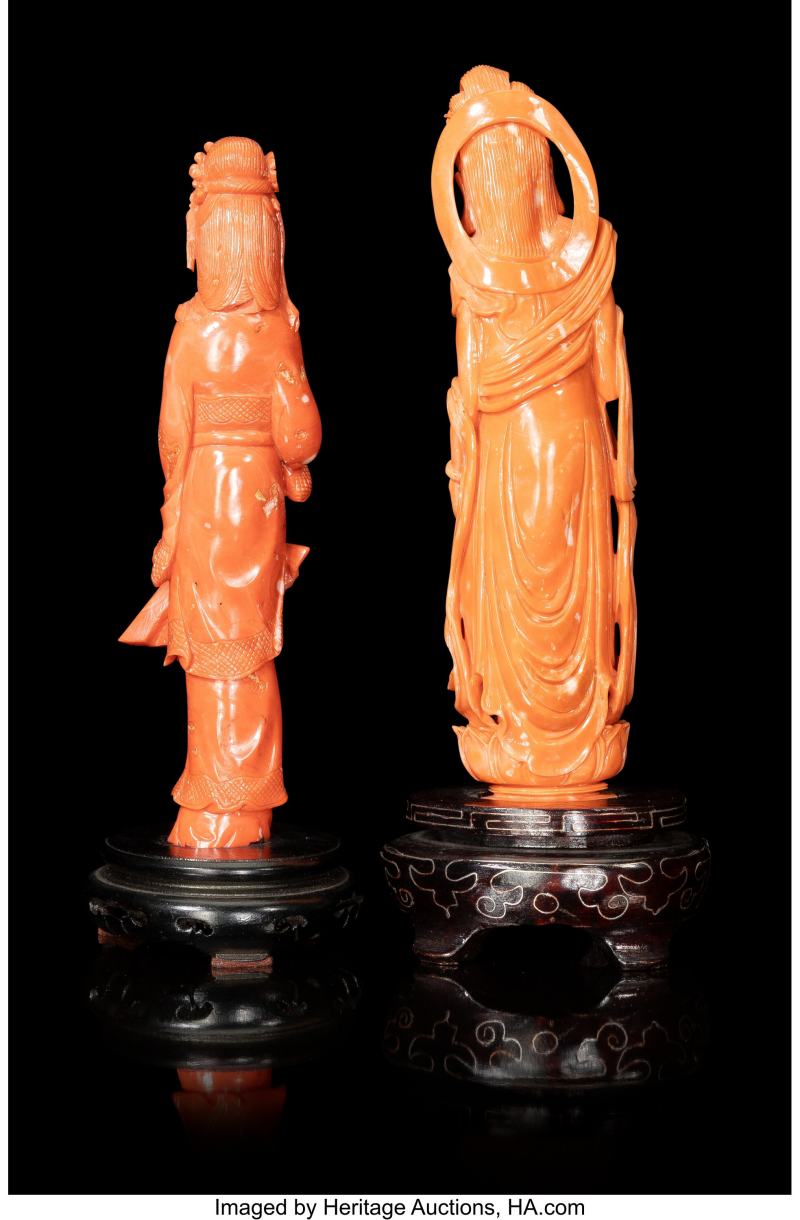 Two Chinese Carved Coral Figures - 图4