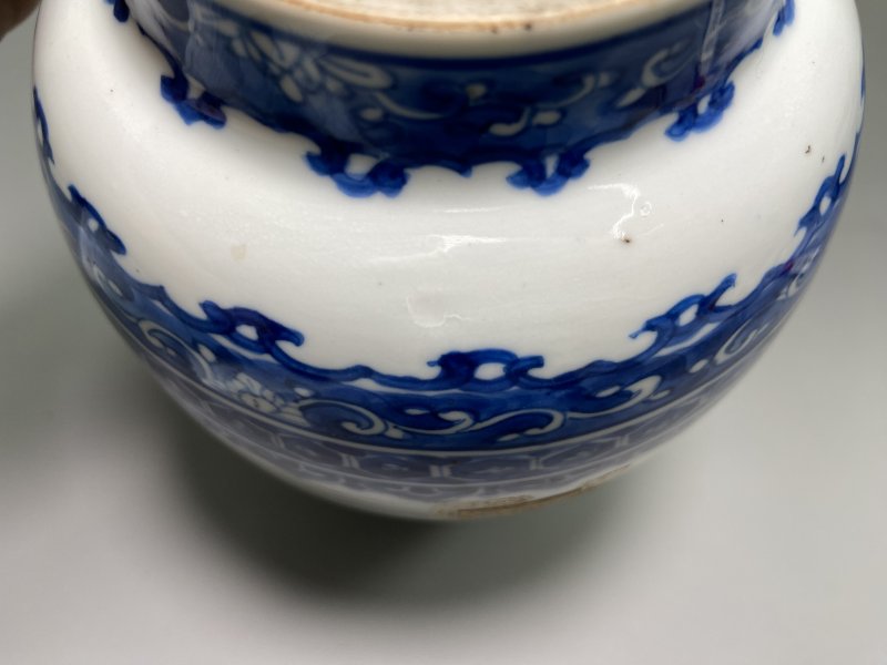 清 青花海水如意纹罐 - 图10