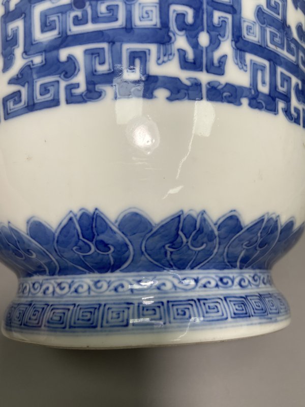 清 青花夔龙纹花盆 - 图20