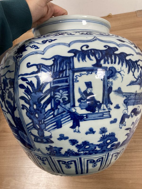 明万历 青花四贤居士图大罐 - 图10