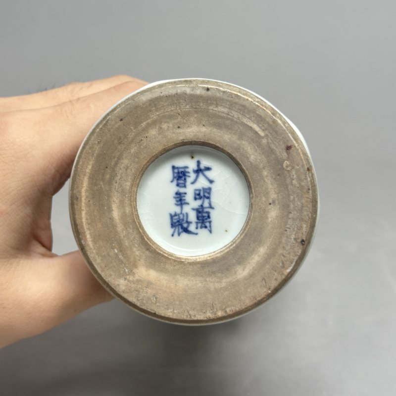 清早期 青花五彩人物故事图花觚 - 图6