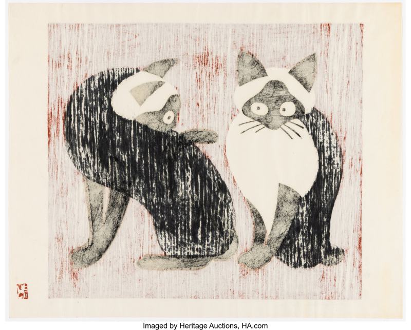 Saito Kiyoshi (Japanese, 1907-1997), Two Cats - 图2