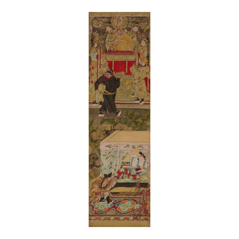 徐廷琨（1777-1853）　京劇故事燈畫　設色絹本　立軸八屏 | XU TINGKUN (XU BAIZHAI, 1777-1853) - 图5