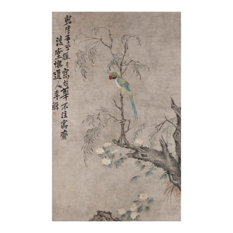 （傳）李鱓（1686-1756）　柳枝棲鸚鵡　設色紙本　立軸　一七四〇年作 | ATTRIBUTED TO LI SHAN (1686-1756/62)