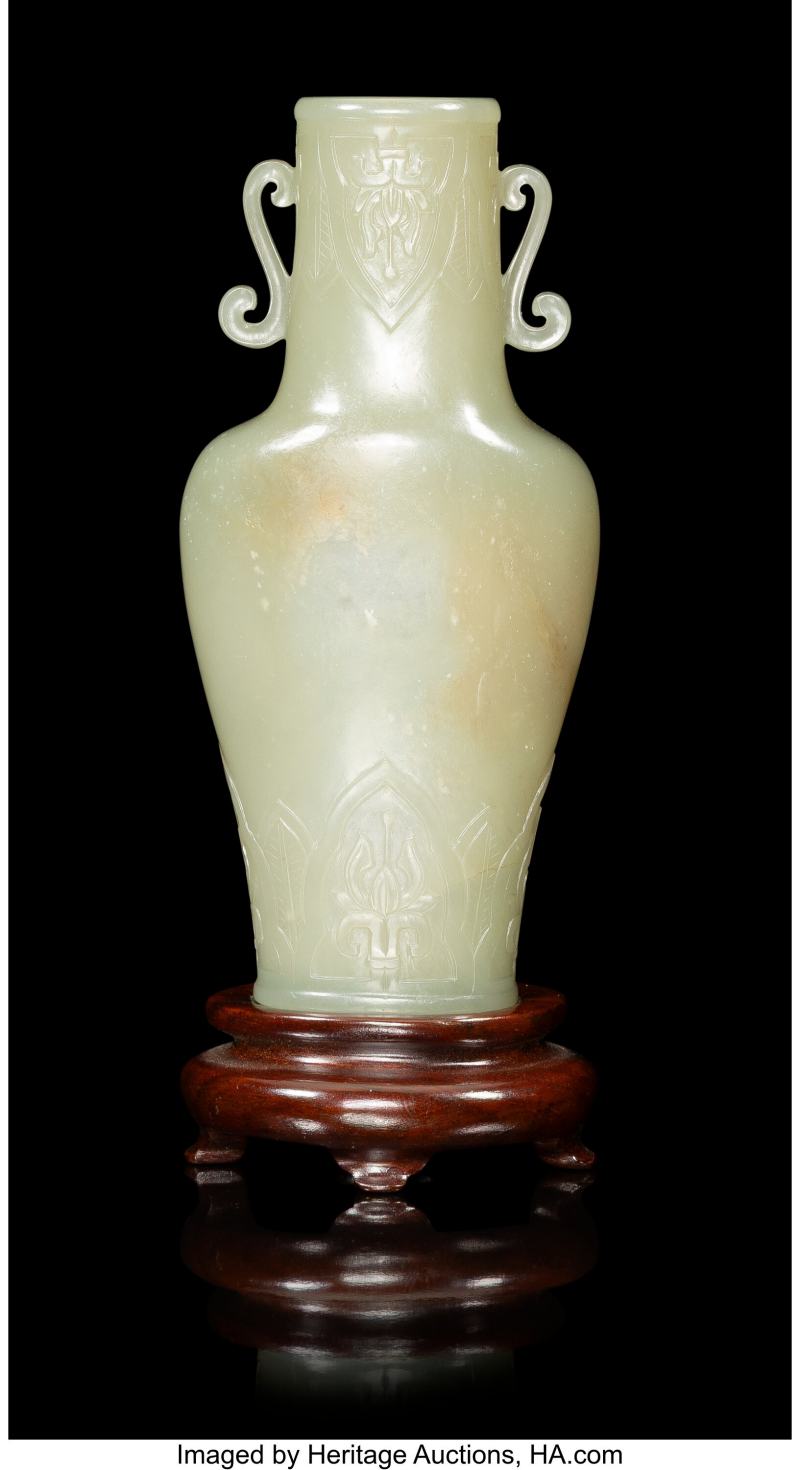 A Chinese Carved Celadon Jade Vase