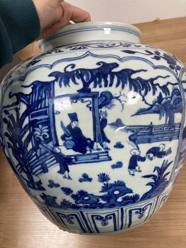 明万历 青花四贤居士图大罐 - 图11