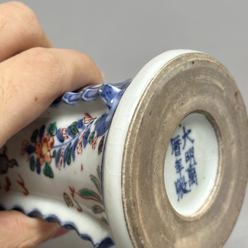 清早期 青花五彩人物故事图花觚 - 图8