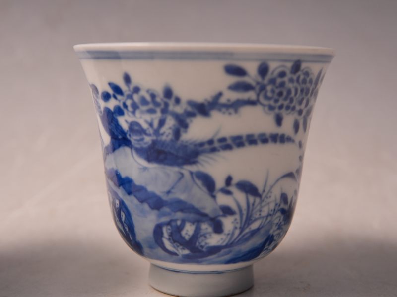 清晚期 青花锦鸡牡丹杯 - 图3