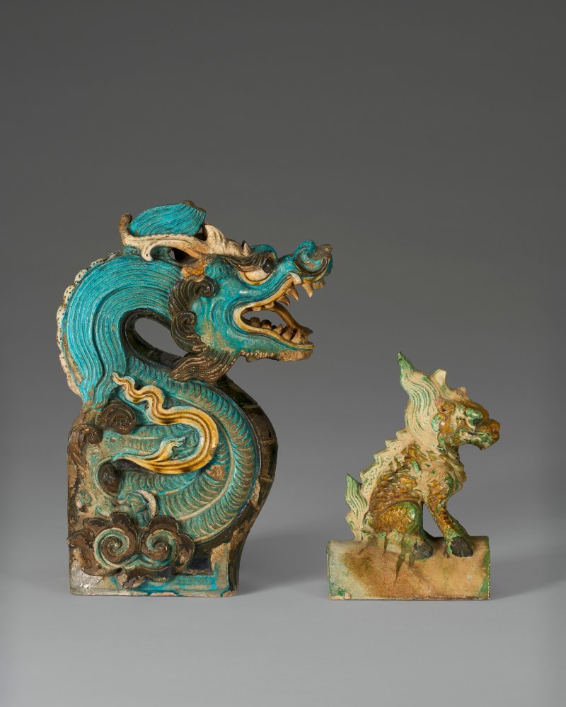 中國 明 琉璃瓦走獸兩件  CHINA, MING DYNASTY (1368-1644) - 图2