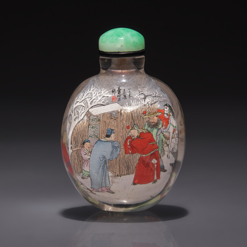 1907年 葉仲三作水晶內畫三顧茅廬圖鼻煙壺 | A Chinese Interior-Painted Rock Crystal "Three Kingdoms" Snuff Bottle, Ye Zhongsan, 1907 - 图1