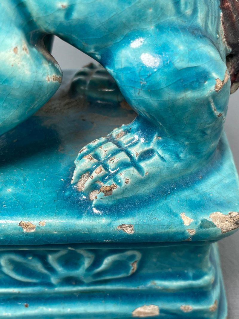 明代 珐华彩瑞狮瓷塑 - 图13