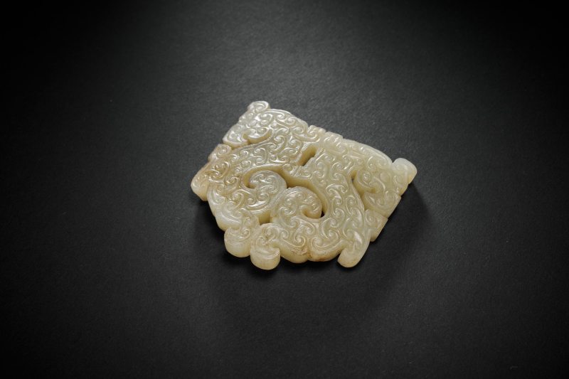 清 白玉楚式双龙凤纹玉珮 - 图5