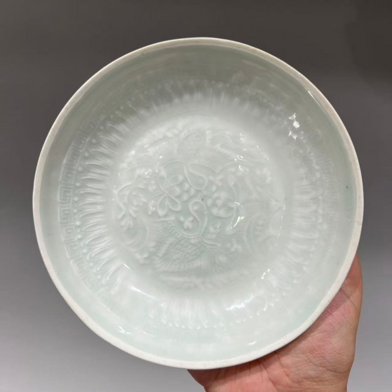 明代 青白釉印花洗 - 图4