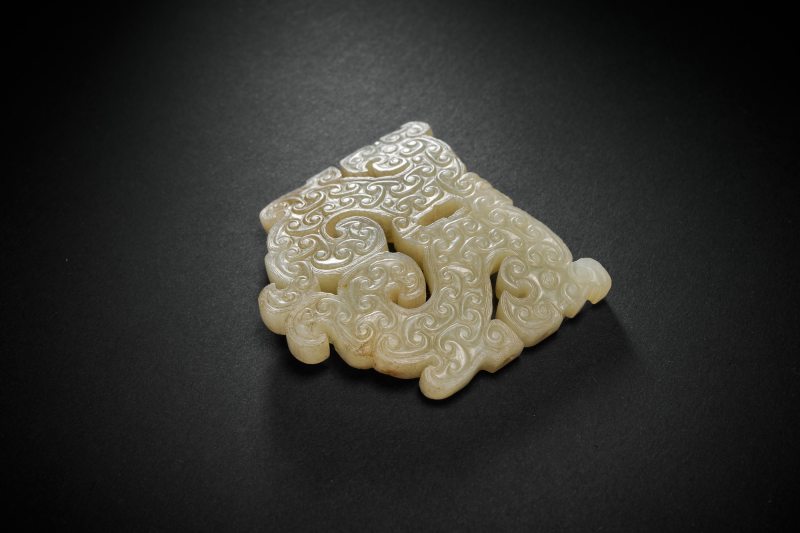 清 白玉楚式双龙凤纹玉珮 - 图6