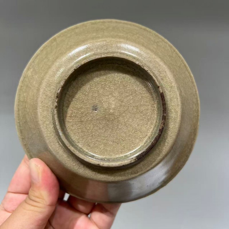 明代 龙泉窑米黄釉直边洗 - 图6