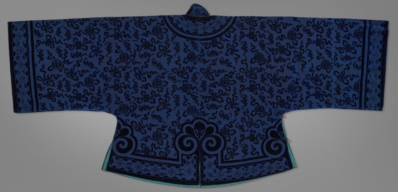 中國 清十九世紀末 石青地絨福壽紋襖  LATE 19TH CENTURY - 图2