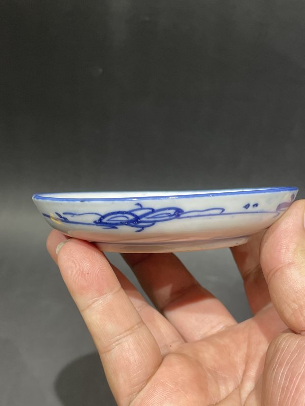 民国青花菖蒲盆带托 - 图3