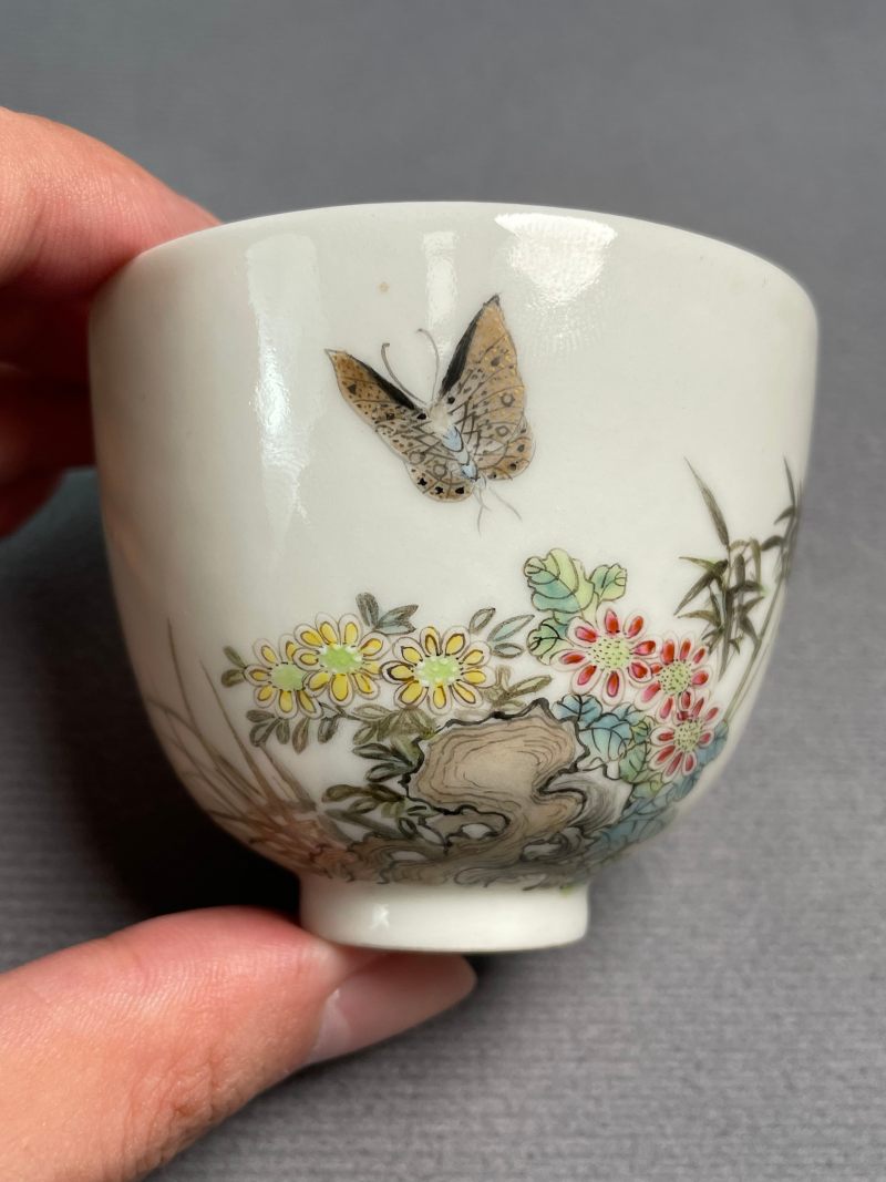 民国 粉彩蝶恋花杯 - 图4