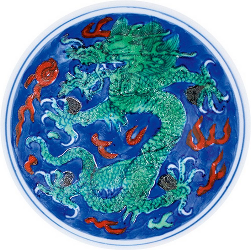 清康熙 青花五彩龙纹碗 - 图2