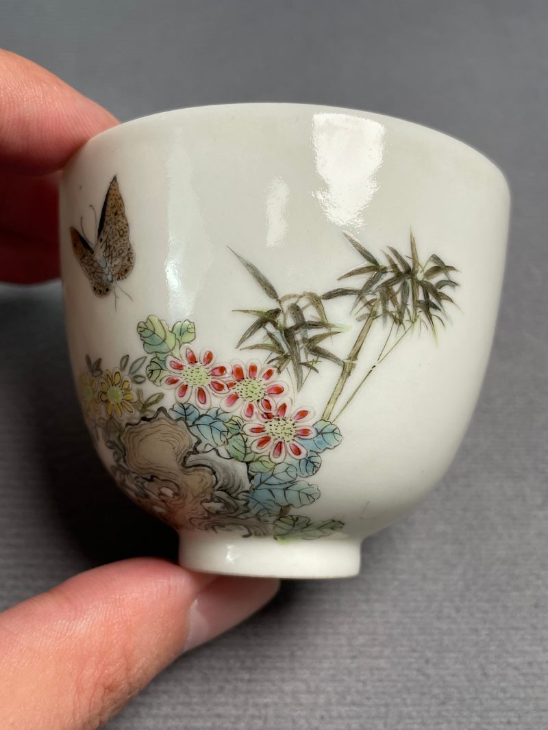 民国 粉彩蝶恋花杯 - 图5