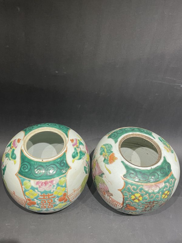 清 粉彩人物罐 - 图5
