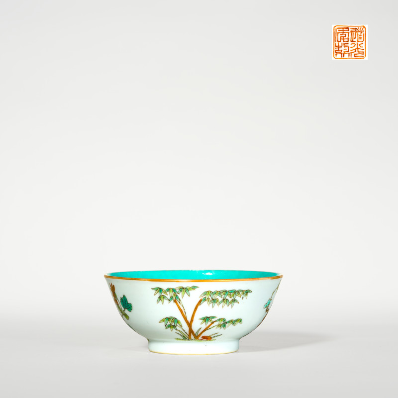 清道光 粉彩描金四君子图茶圆 - 图1
