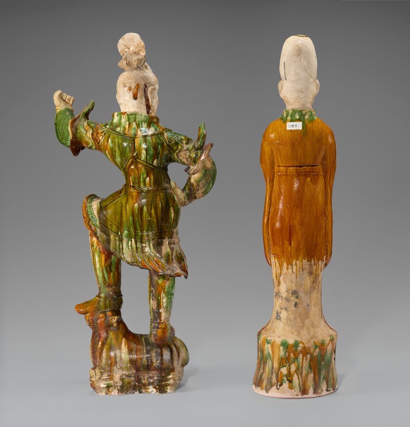 中國 唐 三彩天王像及三彩文官俑  CHINA, TANG DYNASTY (AD 618-907) - 图3