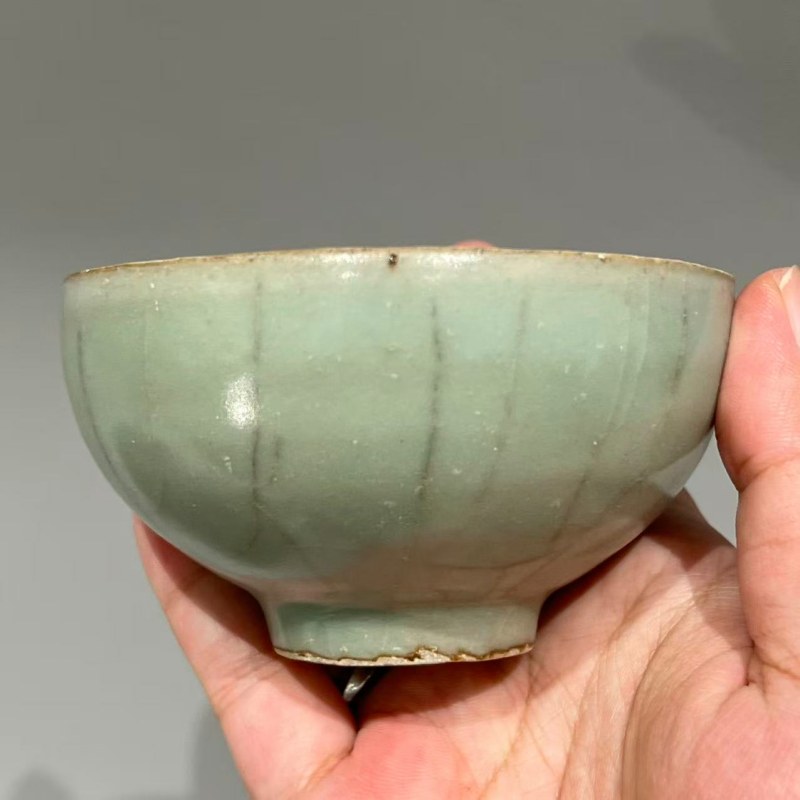 明代 龙泉窑粉青釉芒口杯 - 图6