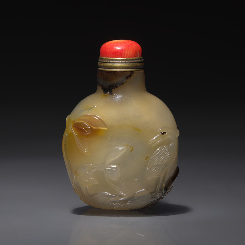 1750–1860年 瑪瑙巧雕歲歲和諧圖鼻煙壺 | A Chinese Carved Agate Snuff Bottle, Qing Dynasty, Circa 1750-1860 - 图2