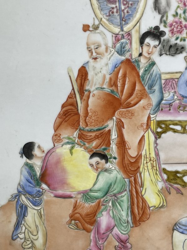 民国至解放后 粉彩人物诗文瓷板 - 图4