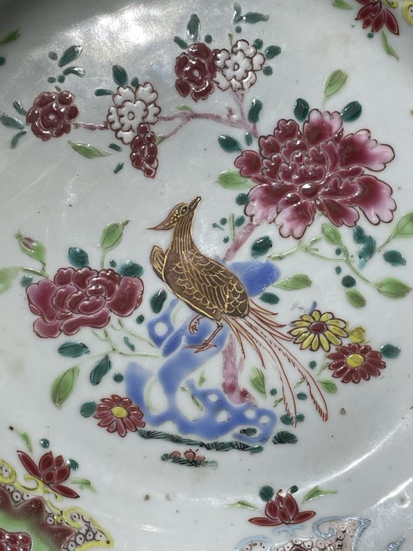 清雍正 粉彩花鸟纹盘 - 图2