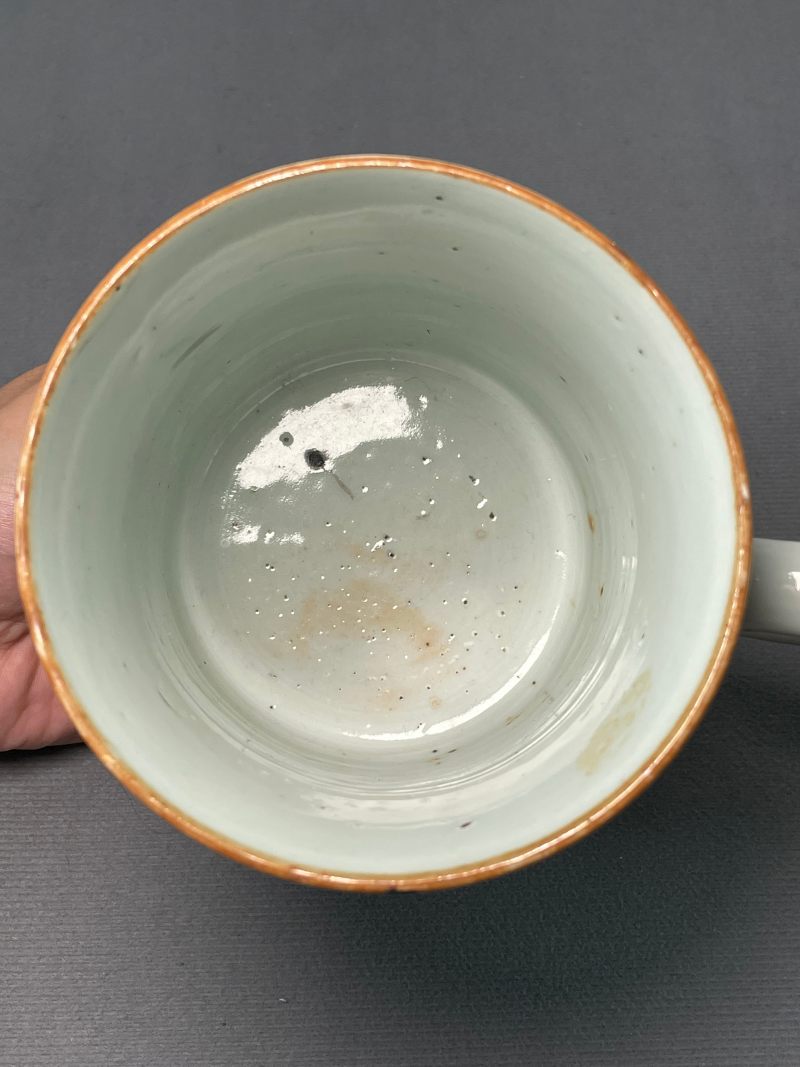 清乾隆 广彩开光人物故事图把杯 - 图24