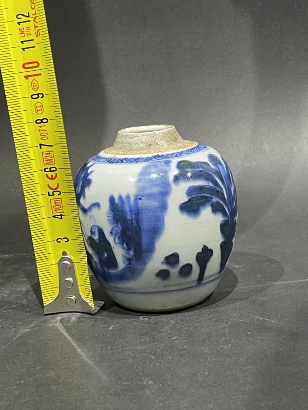 清康熙 青花人物纹小罐 - 图10