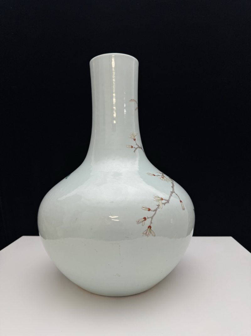 清光绪 粉彩花鸟纹天球瓶 - 图8