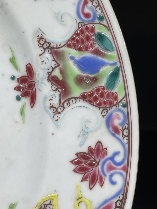 清雍正 粉彩花鸟纹盘 - 图3