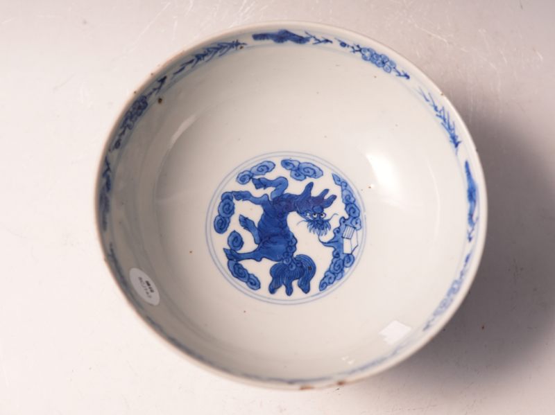 清顺治  青花五灵图大碗