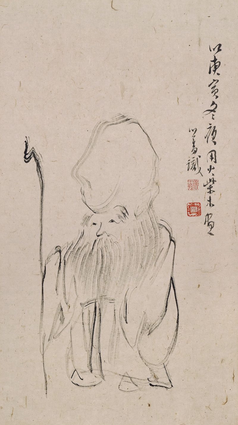 1950年作 用火柴木所画寿星