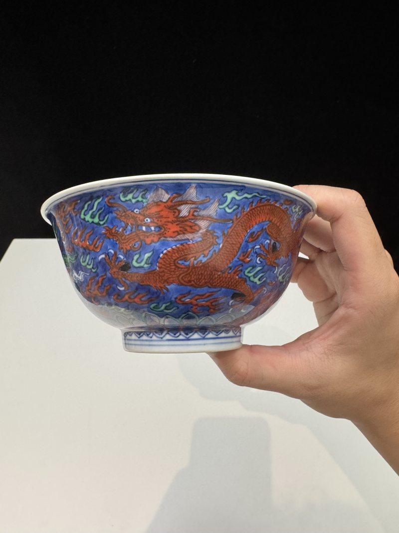 清康熙 青花五彩龙纹碗 - 图5