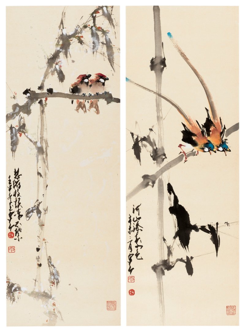 趙少昂（1905-1998）  枝頭佳禽